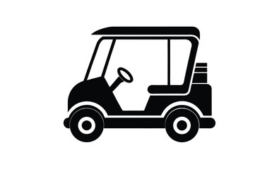 Golf cart silhouette vector, Golf car icon, Black golf vehicle illustration, Simple golf transport graphic