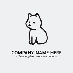 Cat illustration black and white for logo company vector image