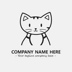 Cat illustration black and white for logo company vector image