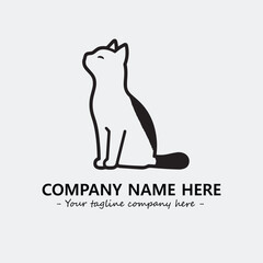 Cat illustration black and white for logo company vector image