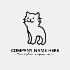 Cat illustration black and white for logo company vector image