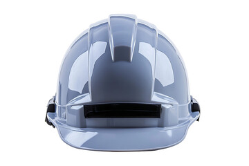 White construction hardhat on transparent background. A safety tool for protection. Front view. Shiny, plastic