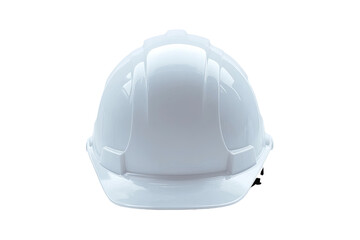 A white hard hat, viewed straight on, against a transparent background. Safety gear, construction attire