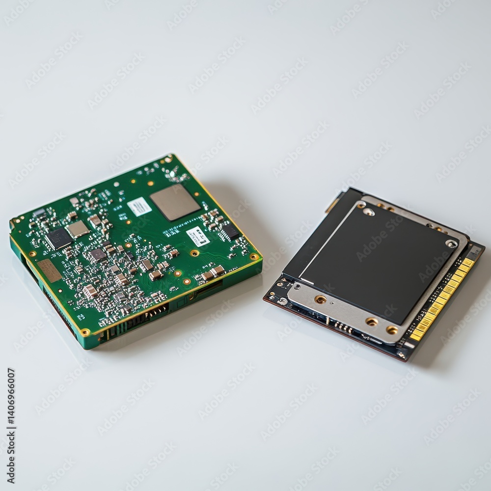 Poster electronic circuit board and computer component on clean surface