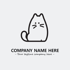 Cat illustration black and white for logo company vector image