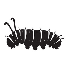Active Caterpillar silhouette, creeping along the branches – Caterpillar illustration – Caterpillar vector – Insect silhouette

