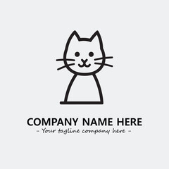 Cat illustration black and white for logo company vector image