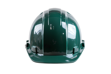 Emerald construction helmet, seen from above, protects workers from job site injuries. Dark background