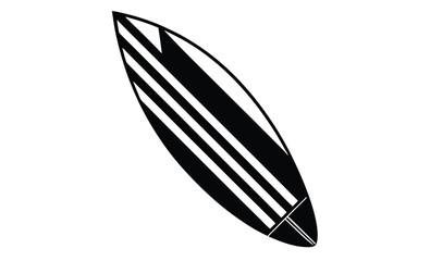 Surfboard silhouette icon, Minimal beach symbol, Flat surfing board design