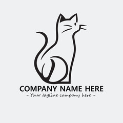 Cat illustration black and white for logo company vector image