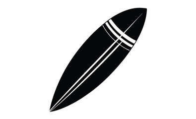 Surfboard silhouette icon, Minimal beach symbol, Flat surfing board design