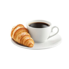 Coffee and Croissant on transparent background