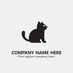 Cat illustration black and white for logo company vector image