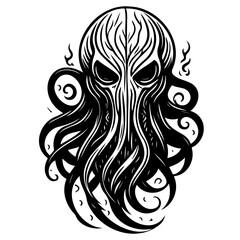 Obraz premium Monochrome Silhouette of Mythical Creature Design