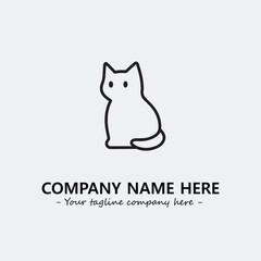 Cat illustration black and white for logo company vector image