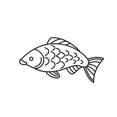 Fish line art isolated flat vector illustration on white background