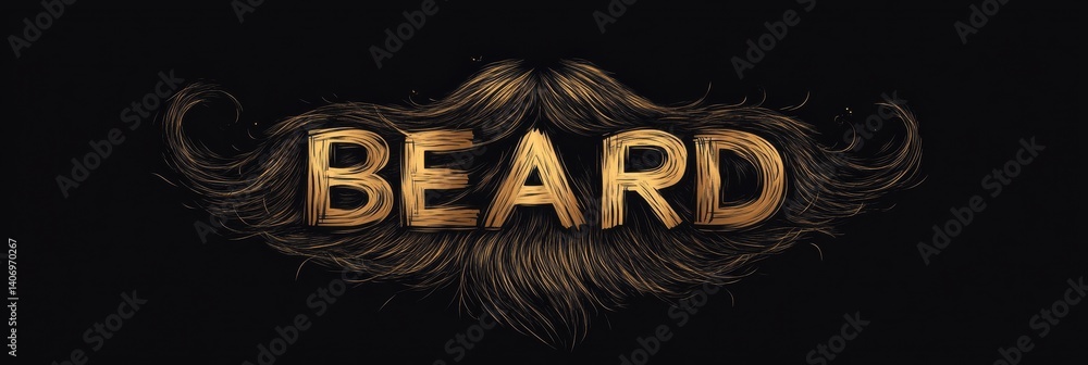 Poster creative typography design featuring the word beard shaped like a beard highlighting artistic expres