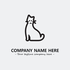 Cat illustration black and white for logo company vector image
