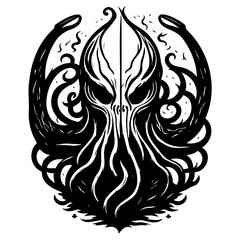 Stylized Creature Illustration in Black and White