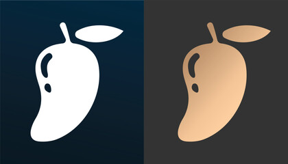 A unique and attractive gold colored mango logo vector image with a black and white background
