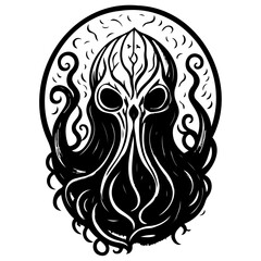 Monochrome Ink Drawing of Mythical Creature