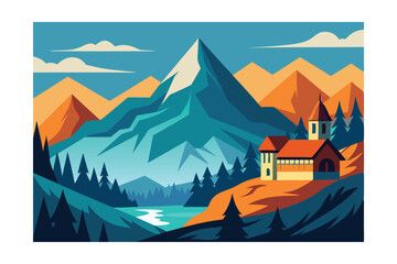 vector illustration of a mountain landscape