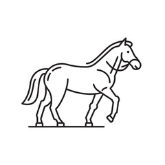 Horse animal line art isolated flat vector illustration on white background.