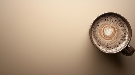 Cozy Coffee Cup with Heart Design on Cream Background