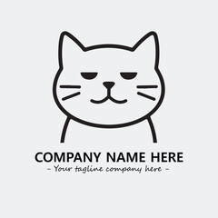 Cat illustration black and white for logo company vector image