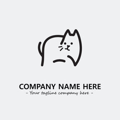 Cat illustration black and white for logo company vector image