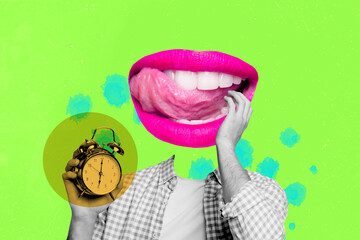 Trend artwork composite photo collage design of mouth say dialog lips smile teeth tongue creative...