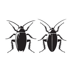 Unseen Cockroach silhouette, hiding in the shadows – Cockroach illustration – Cockroach vector – Insect silhouette

