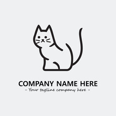 Cat illustration black and white for logo company vector image