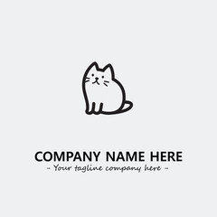 Cat illustration black and white for logo company vector image