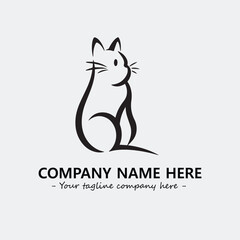 Cat illustration black and white for logo company vector image