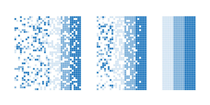 Big data abstract background. Digital blue and white pixel pattern. Data loss or corruption. Vector illustration.