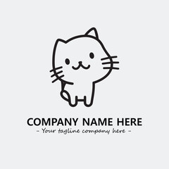 Cat illustration black and white for logo company vector image