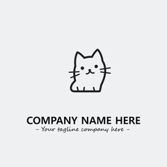 Cat illustration black and white for logo company vector image