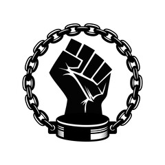Raised fist logo vector holding the iron chain