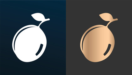 A unique and attractive vector image of a golden orange fruit logo on a black and white background