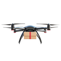 High-Tech Delivery Drone on transparent background