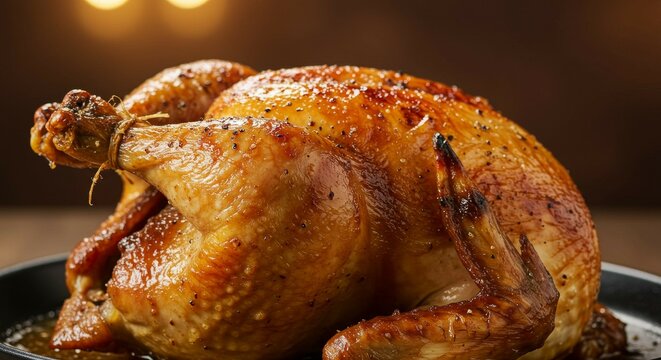 Roasted Chicken on Pan Delicious Homemade Meal