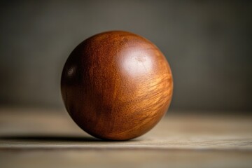 Fototapeta premium A Single Wooden Sphere A Study in Texture, Light, and Simplicity