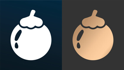 Vector image of a unique and attractive gold colored pineapple mangosteen fruit logo on a black and white background