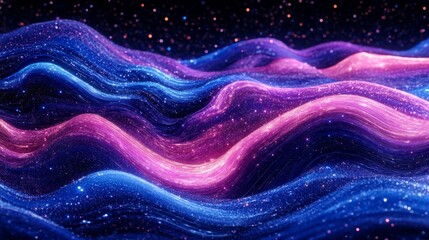 Obraz premium Abstract Glittering Waves in Blue Pink Purple