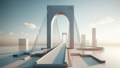 Minimalist modern bridge design showcasing architectural efficiency and structural abridgement