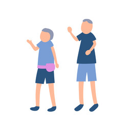 スポーツウェアを着た老夫婦のイラスト