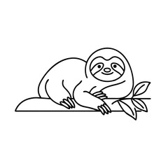 Sloth animal line art flat vector illustration.