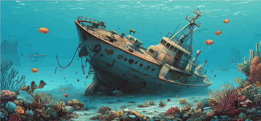 Shipwreck Beneath the Ocean's Depth