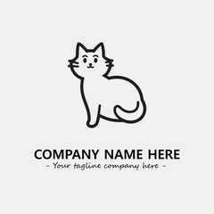 Cat illustration black and white for logo company vector image
